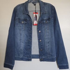 Buffalo David Bitton NWT Women's Size M Knit Blue Denim Jean Jacket Stretch Soft